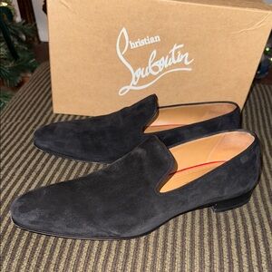 Mens sz 11 black velour Christian Louboutin dandelion flat
